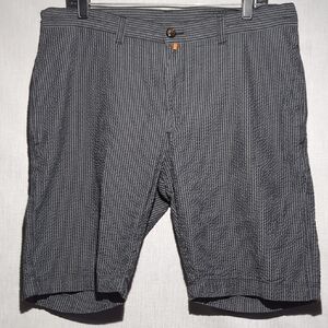 32 Bar Blues Seersucker Black‎ Gray Striped Mens Golf Shorts Size 35